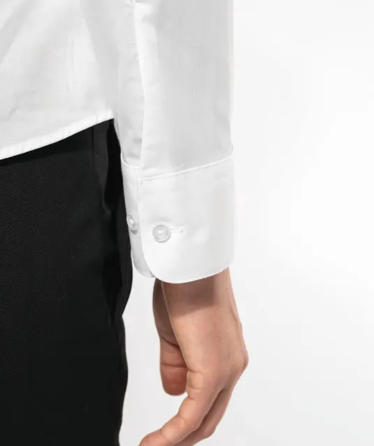 K514 - Damesblouse met "Mao" kraag lange mouwen White
