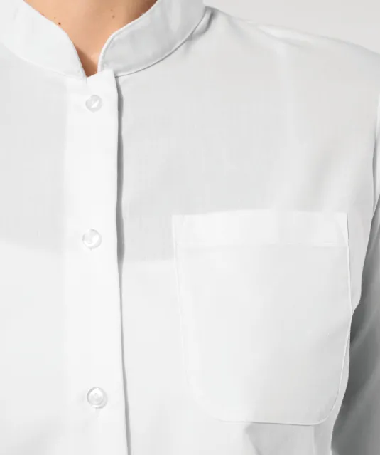 K514 - Damesblouse met "Mao" kraag lange mouwen White
