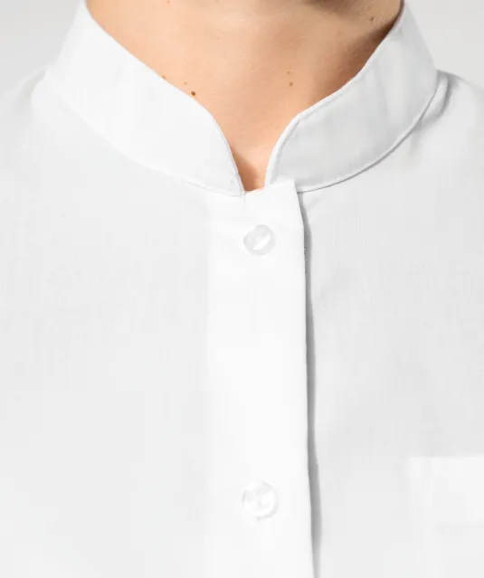 K514 - Damesblouse met "Mao" kraag lange mouwen White