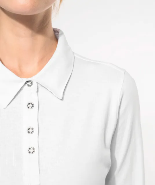 K265 - Damespolo lange mouwen van jersey Black
