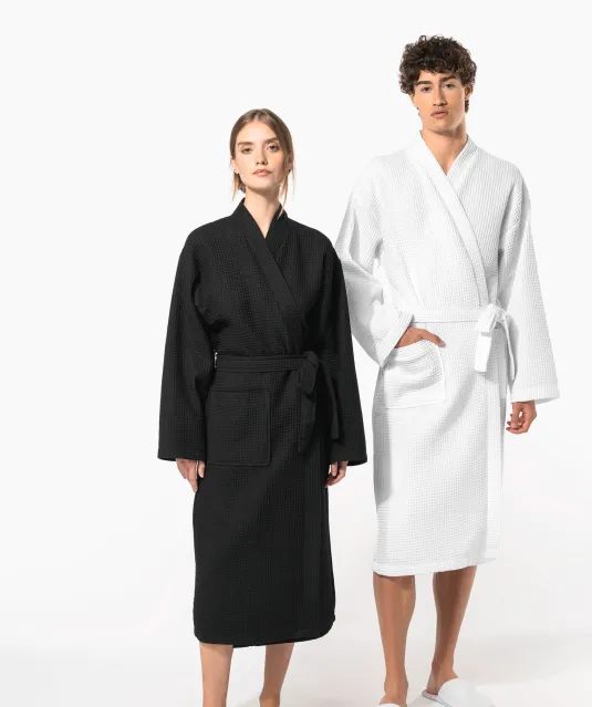 K122 - Kimono Badjas Honinggraatstructuur White