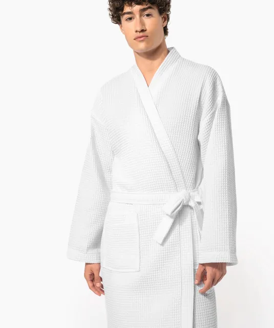 K122 - Kimono Badjas Honinggraatstructuur White