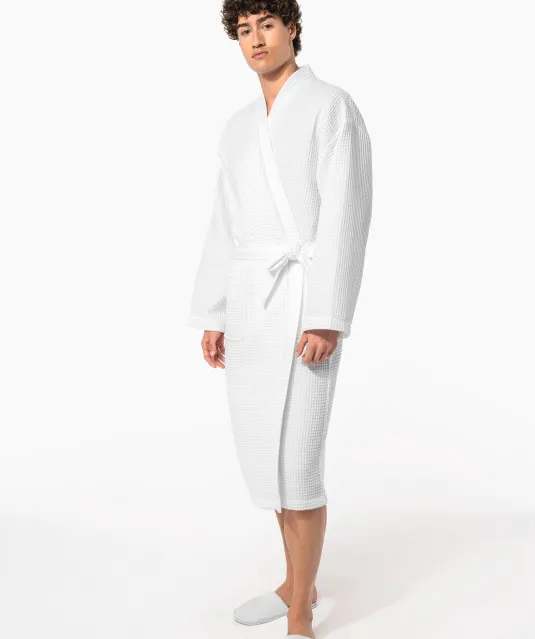 K122 - Kimono Badjas Honinggraatstructuur White
