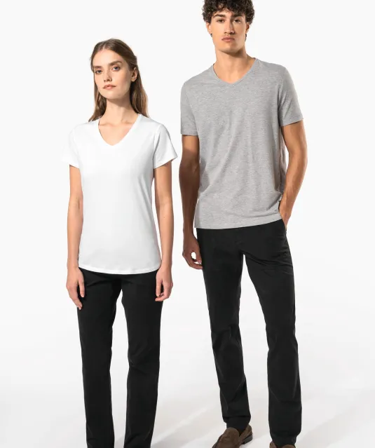 K3015 - Dames-T-shirt V-hals korte mouwen White