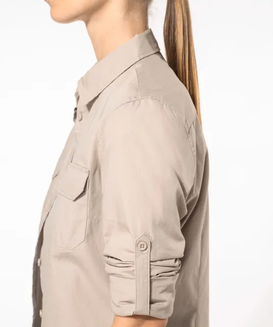 K591 - Damesoverhemd safari lange mouwen Beige