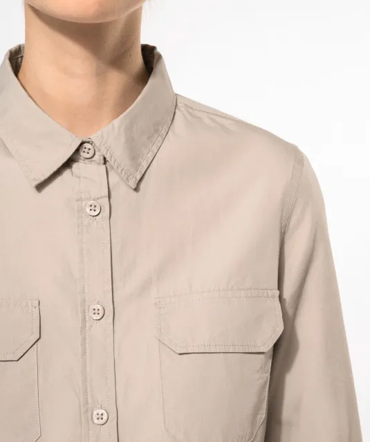 K591 - Damesoverhemd safari lange mouwen Beige