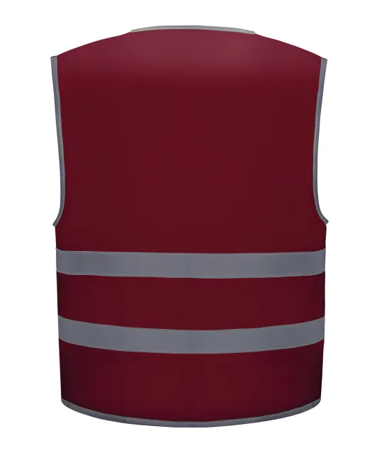 YHVW102CH - Veiligheidshesje met reflecterende zoom en strepen Maroon