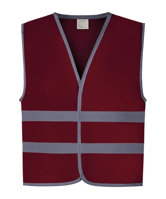YHVW102CH - Veiligheidshesje met reflecterende zoom en strepen Maroon