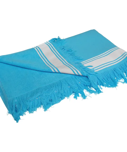 K128 - Fouta Handdoek Turquoise / White