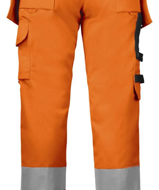 6519 SIGNALISATIE BROEK MET KNIEZAKKEN EN SPIJKERKZAKKEN EN ISO 20471 KLASSE 2 DAMES Oranje/zwart