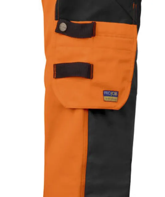 6519 SIGNALISATIE BROEK MET KNIEZAKKEN EN SPIJKERKZAKKEN EN ISO 20471 KLASSE 2 DAMES Oranje/zwart