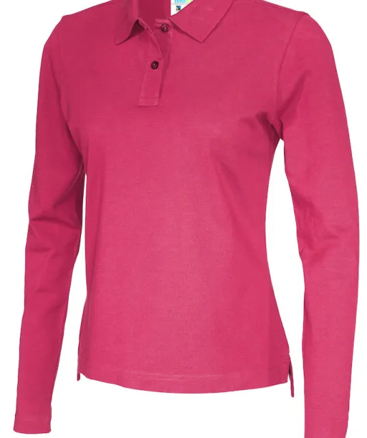 POLO PIQUE LONG SLEEVE LADY - GOTS GECERTIFICEERD Fuchsia