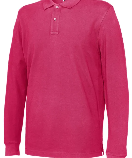 POLO PIQUE LONG SLEEVE MAN - GOTS GECERTIFICEERD Fuchsia