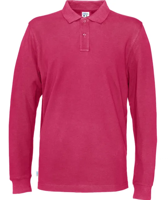 POLO PIQUE LONG SLEEVE MAN - GOTS GECERTIFICEERD Fuchsia