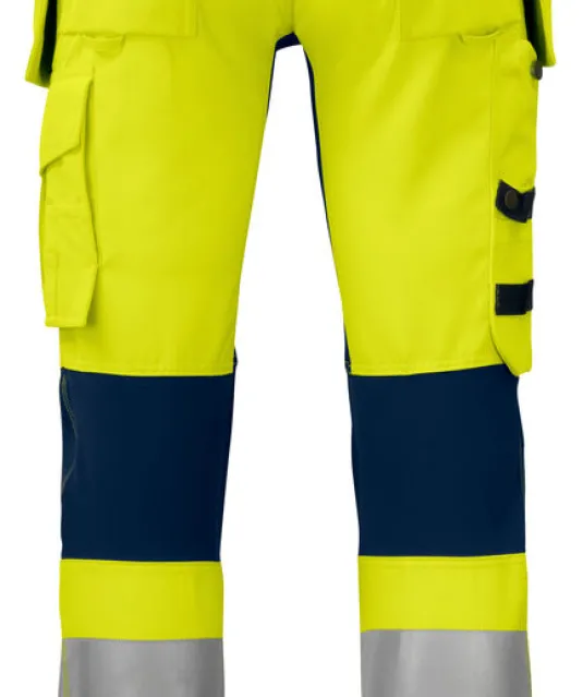 6513 SIGNALISATIEBROEK MET KNIEZAKKEN EN SPIJKERZAKKEN EN ISO 20471 KLASSE 2 Geel