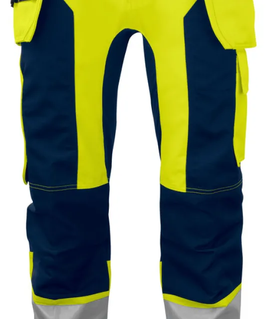 6513 SIGNALISATIEBROEK MET KNIEZAKKEN EN SPIJKERZAKKEN EN ISO 20471 KLASSE 2 Geel