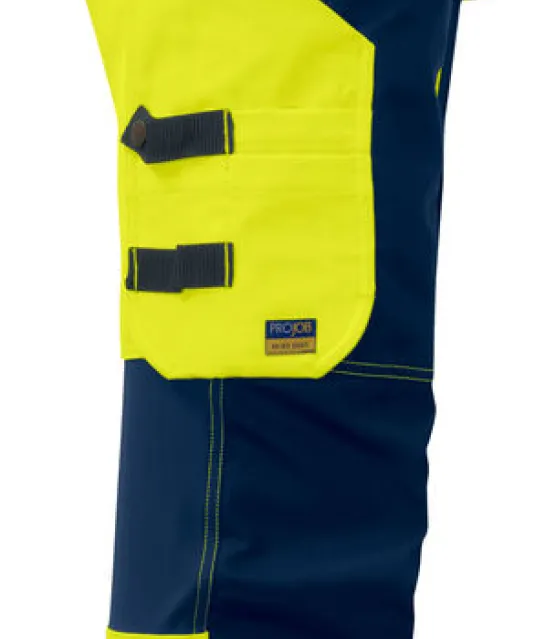 6513 SIGNALISATIEBROEK MET KNIEZAKKEN EN SPIJKERZAKKEN EN ISO 20471 KLASSE 2 Geel