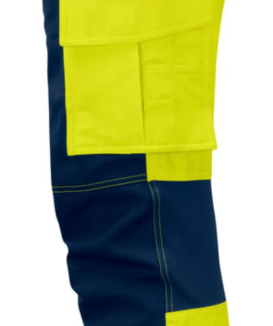 6513 SIGNALISATIEBROEK MET KNIEZAKKEN EN SPIJKERZAKKEN EN ISO 20471 KLASSE 2 Geel