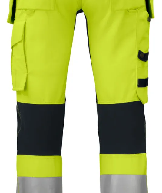 6513 SIGNALISATIEBROEK MET KNIEZAKKEN EN SPIJKERZAKKEN EN ISO 20471 KLASSE 2 Geel/zwart