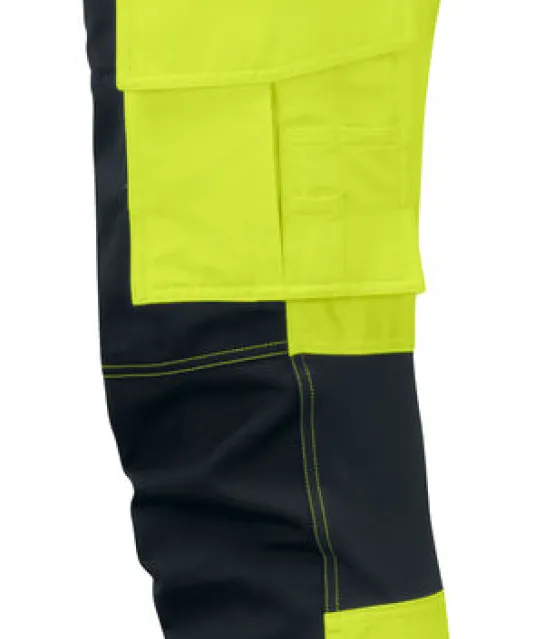 6513 SIGNALISATIEBROEK MET KNIEZAKKEN EN SPIJKERZAKKEN EN ISO 20471 KLASSE 2 Geel/zwart