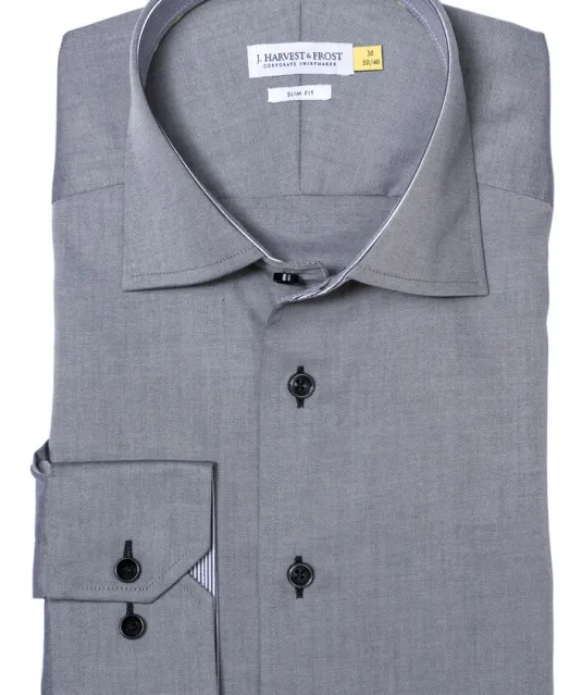 Yellow Bow 51  Hemd Slim Fit Heren Grijs mélée