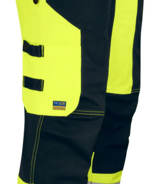 6513 SIGNALISATIEBROEK MET KNIEZAKKEN EN SPIJKERZAKKEN EN ISO 20471 KLASSE 2 Geel