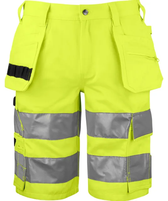 6535 SIGNALISATIESHORT MET SPIJKERZAKKEN EN ISO 20471 KLASSE 2 Geel/zwart