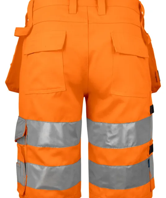 6535 SIGNALISATIESHORT MET SPIJKERZAKKEN EN ISO 20471 KLASSE 2 Oranje/zwart