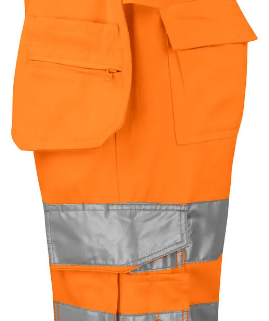 6535 SIGNALISATIESHORT MET SPIJKERZAKKEN EN ISO 20471 KLASSE 2 Oranje/zwart