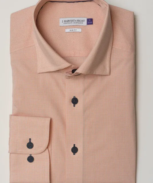 Purple Bow 141  Hemd Slim Fit Man Oranje/geruit