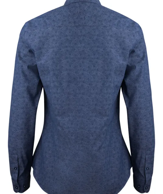 Purple Bow 143  Hemd Dames Middenblauw gestreept