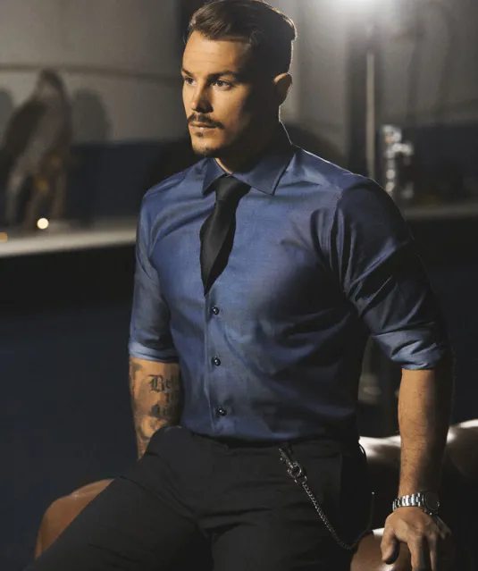 Red Bow 120  Hemd Slim Fit Heren Blauw gestreept