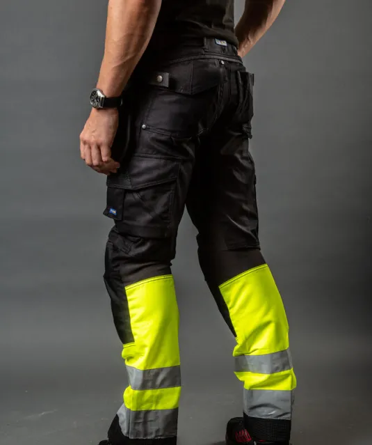 6524 SIGNALISATIEBROEK MET KNIEZAKKEN EN SPIJKERZAKKEN Geel/zwart