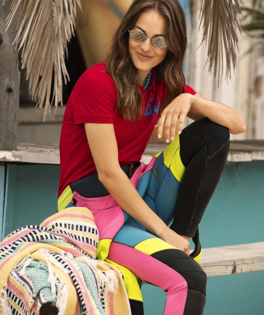 Surf Stretch Polo Pique Dames Wit