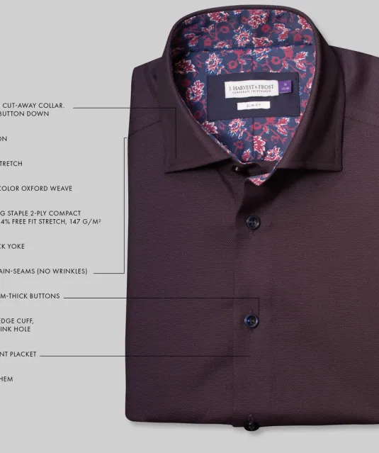 Purple Bow 142  Hemd Slim Fit Heren Lichtblauw