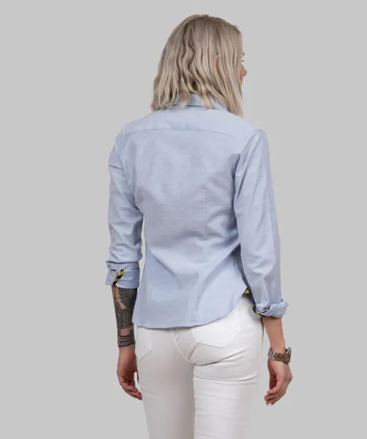 Yellow Bow 54  Hemd Dames Lichtblauw