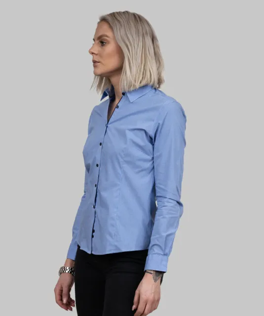 Purple Bow 141  Hemd Dames Blauw/geruit