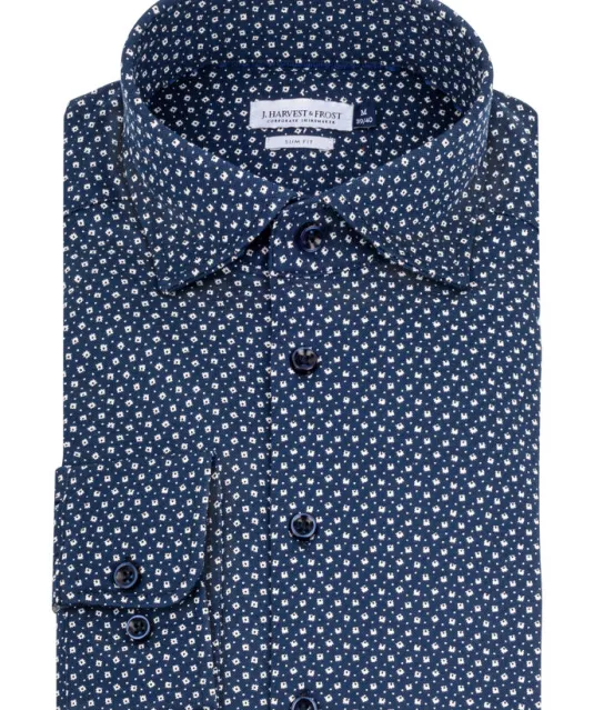 Indigo Bow 131  Hemd Slim Fit Heren Marine print