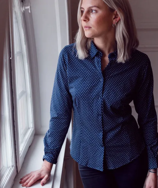 Indigo Bow 131 Hemd Dames Hemelsblauw print