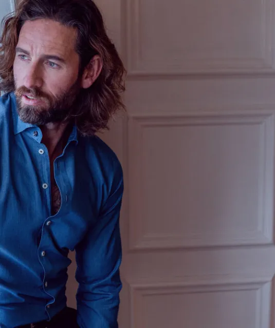 Indigo Bow 130  Hemd Slim Fit Heren Blauw gestreept