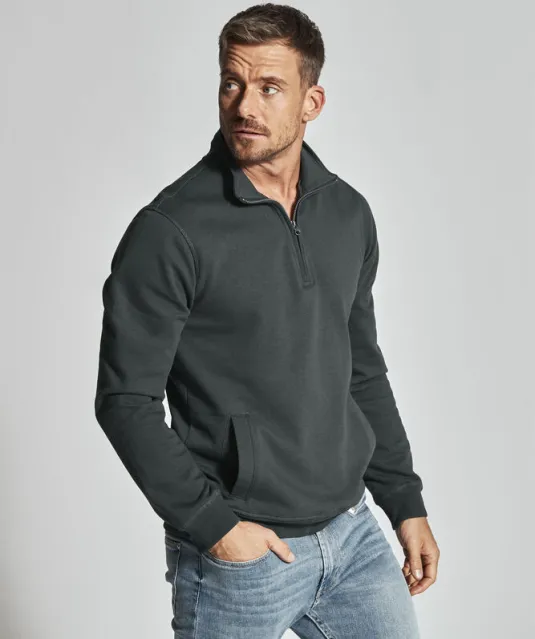 SWEATER HALF ZIP UNISEX - GOTS GECERTIFICEERD Antraciet