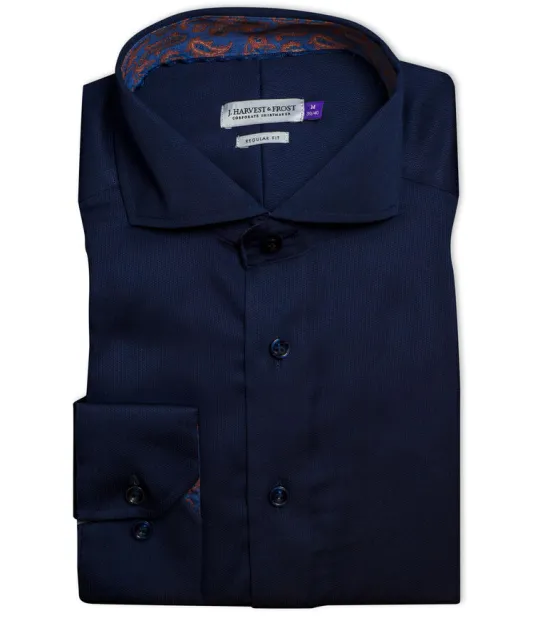 Purple Bow 146  Hemd Regular Fit Heren Donkerblauw mêlée
