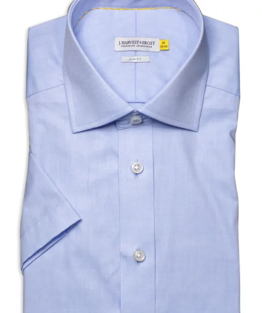 Yellow Bow 50 S/S Hemd Slim Fit Heren Lichtblauw