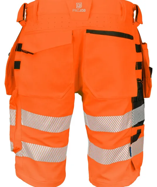 6575 SIGNALISATIE STRETCHSHORT MET SPIJKERZAKKEN EN ISO 20471 KLASSE 2/1 Oranje/zwart