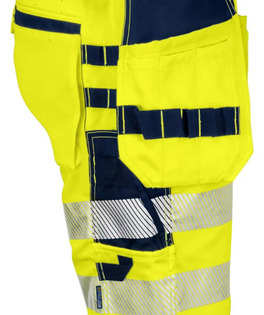 6575 SIGNALISATIE STRETCHSHORT MET SPIJKERZAKKEN EN ISO 20471 KLASSE 2/1 Geel