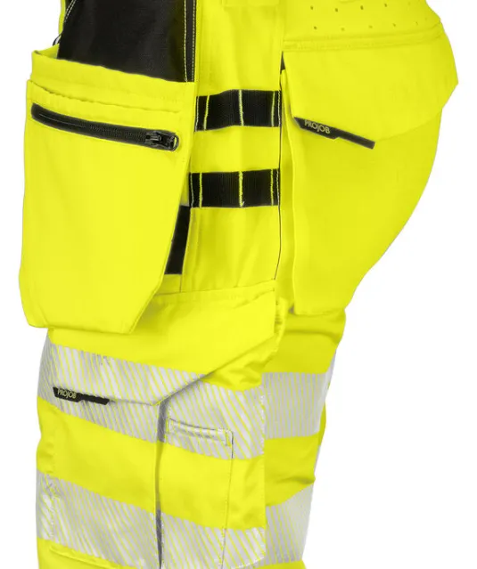 6575 SIGNALISATIE STRETCHSHORT MET SPIJKERZAKKEN EN ISO 20471 KLASSE 2/1 Geel/zwart