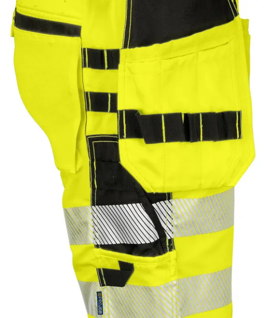 6575 SIGNALISATIE STRETCHSHORT MET SPIJKERZAKKEN EN ISO 20471 KLASSE 2/1 Geel/zwart