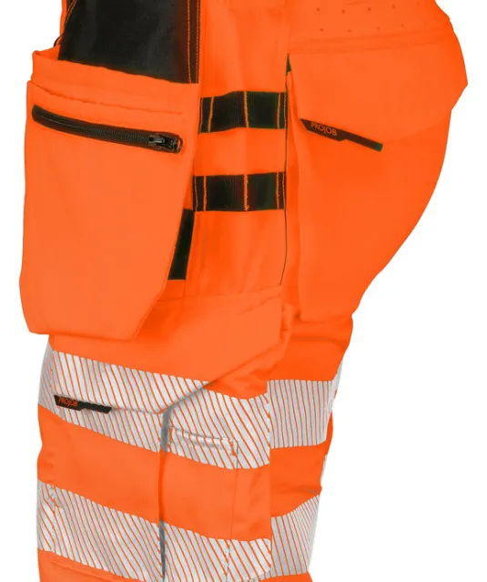 6575 SIGNALISATIE STRETCHSHORT MET SPIJKERZAKKEN EN ISO 20471 KLASSE 2/1 Oranje/zwart