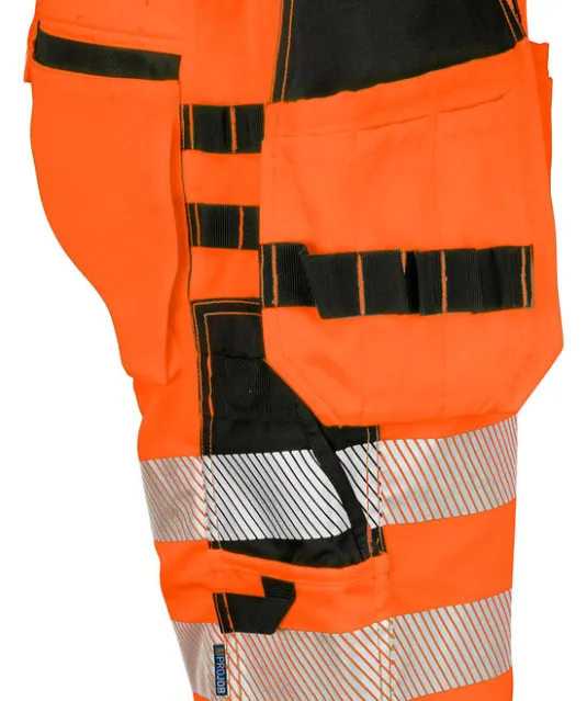 6575 SIGNALISATIE STRETCHSHORT MET SPIJKERZAKKEN EN ISO 20471 KLASSE 2/1 Oranje/zwart