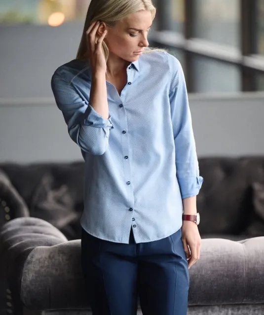 Yellow Bow 55    Hemd Contemporary Fit Dames Lichtblauw